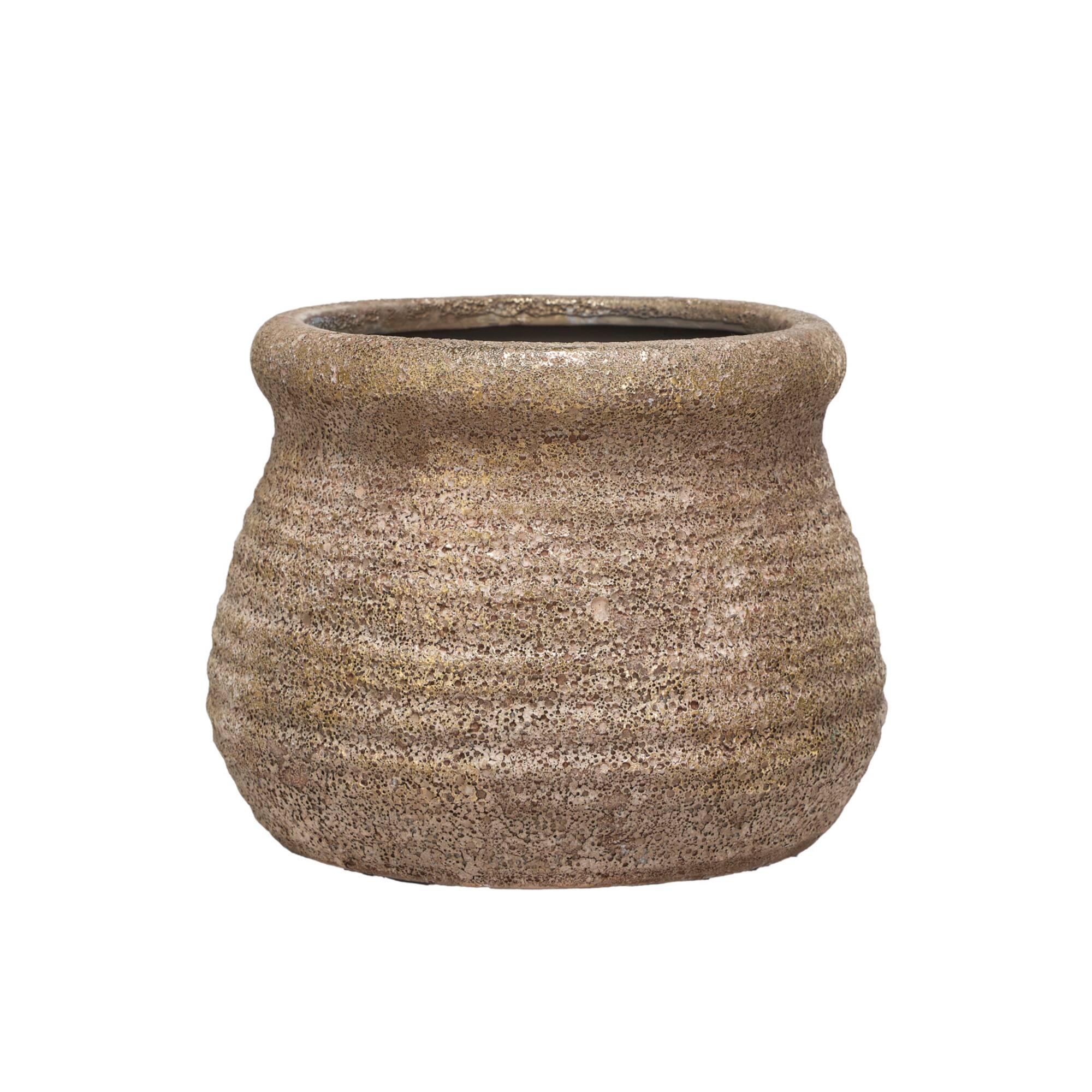 Hello Honey® 5.75" Gold Round Volcano Terra Cotta Planter